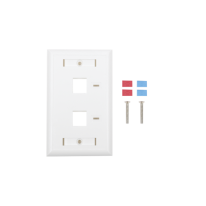 Face Plate, 2-Port Output with Space for Label - White