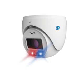 Turret IP 8 MP / POE / 24/7 Color Image / 131ft (40m) Smart Dual Light (White Light + IR) / Integrated WDR (120dB) / Micro SD / IP66 / 2.8 mm Lens / Cloud Video Recording / Metal / Red and blue strobe / Integrated Siren / Two way audio